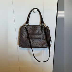 Giani Bernini grey Ostrich Embossed Dome Satchel. Never used. No tag.